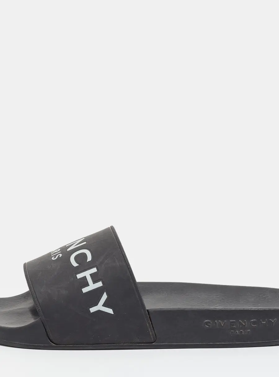 Givenchy Size 36 Black Rubber Logo Pool Slide
