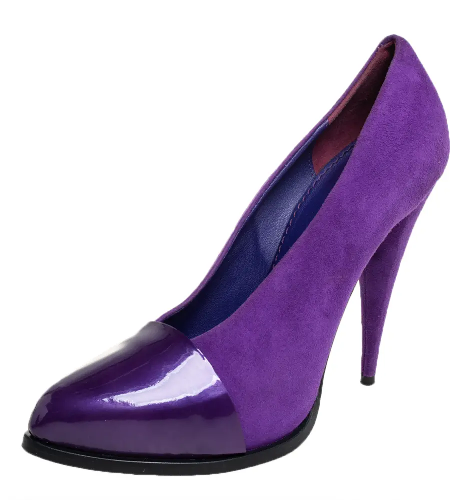 Givenchy Purple Suede And Patent Leather Cap Toe Pumps Size 39