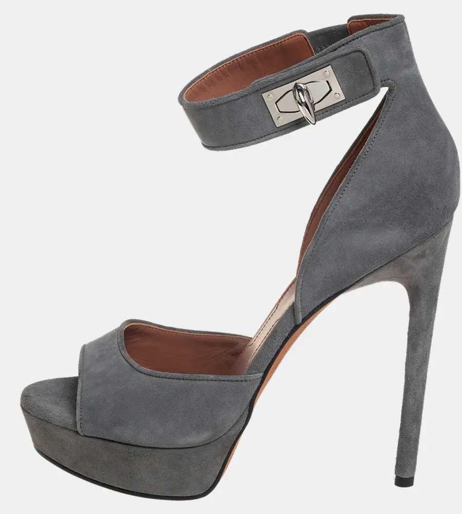 Givenchy Grey Suede Platform Ankle Strap Sandals Size 39