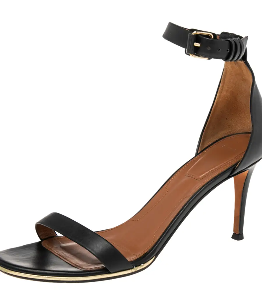 Givenchy Black Leather Ankle Cuff Sandals Size 39