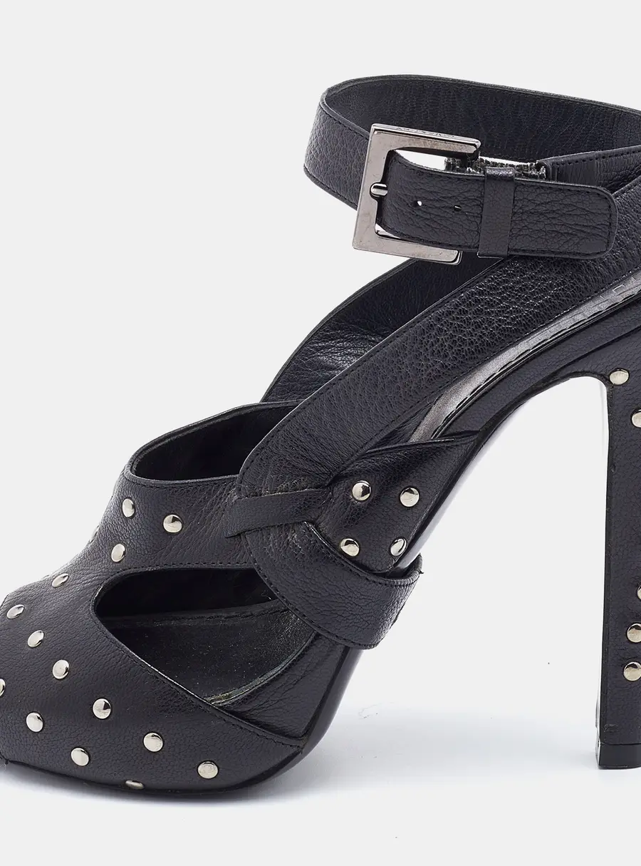 Givenchy Black Leather Studded Ankle Strap Sandals Size 37