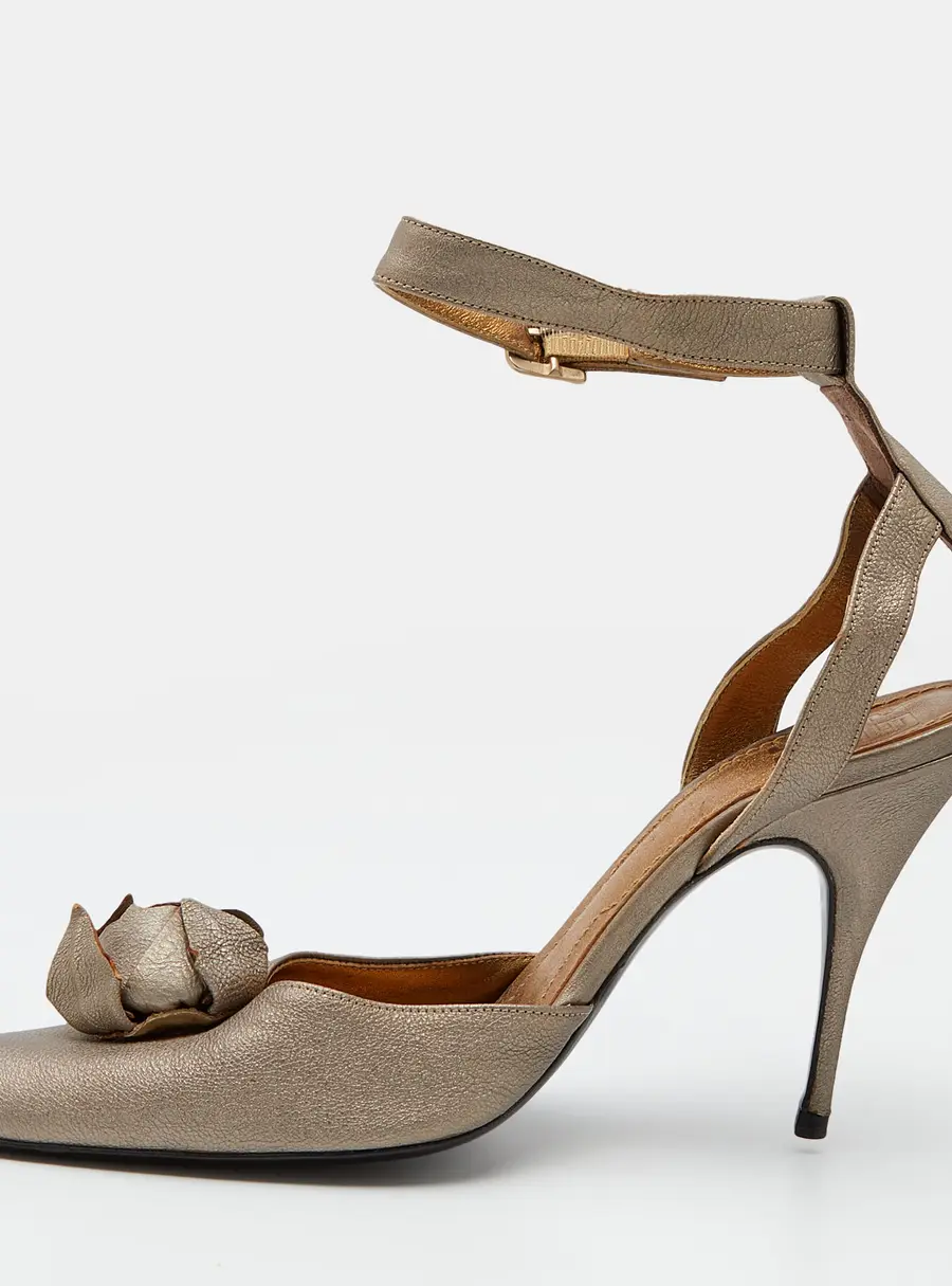 Givenchy Gold Leather Ankle Strap Pumps Size 38