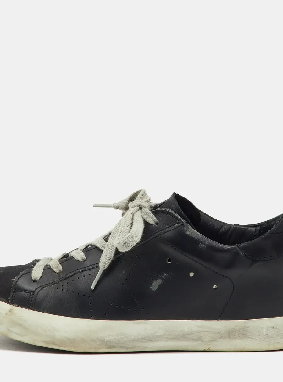 Golden Goose Black Leather Superstar Low Top Sneakers Size 37