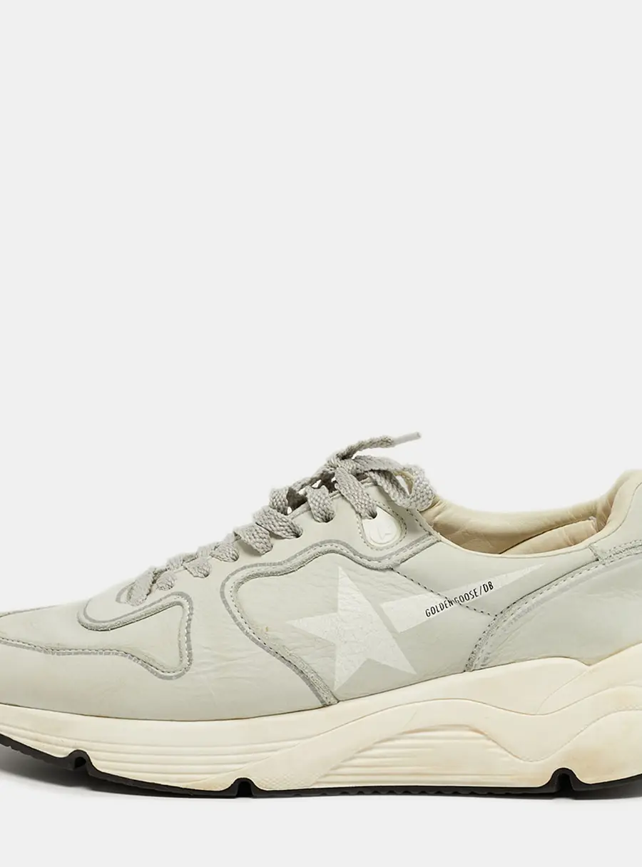 Golden Goose Running Size 37 Grey Leather Lace Up Sneakers