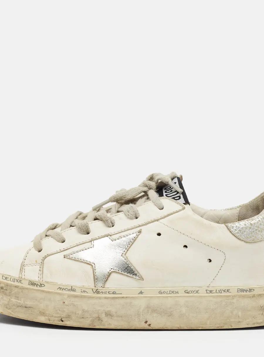 Golden Goose Hi Star Size 37 White Leather Lace Up Sneakers