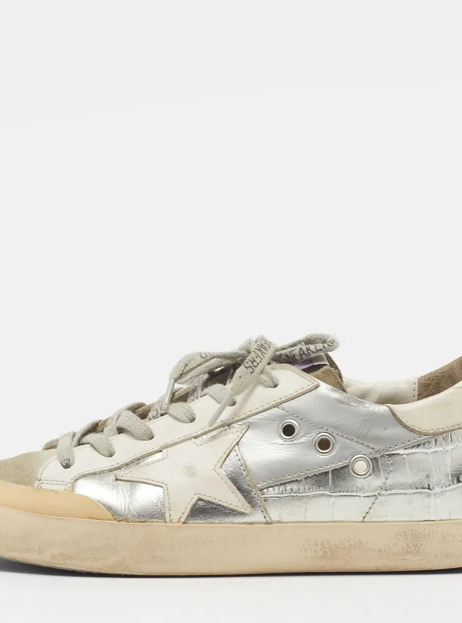 Golden Goose Superstar Size 36 White/Grey Leather and Suede Low Top Sneakers