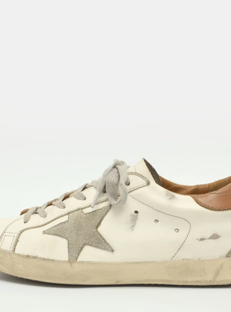 Golden Goose Superstar Size 38 White Leather and Suede Lace Up Sneakers