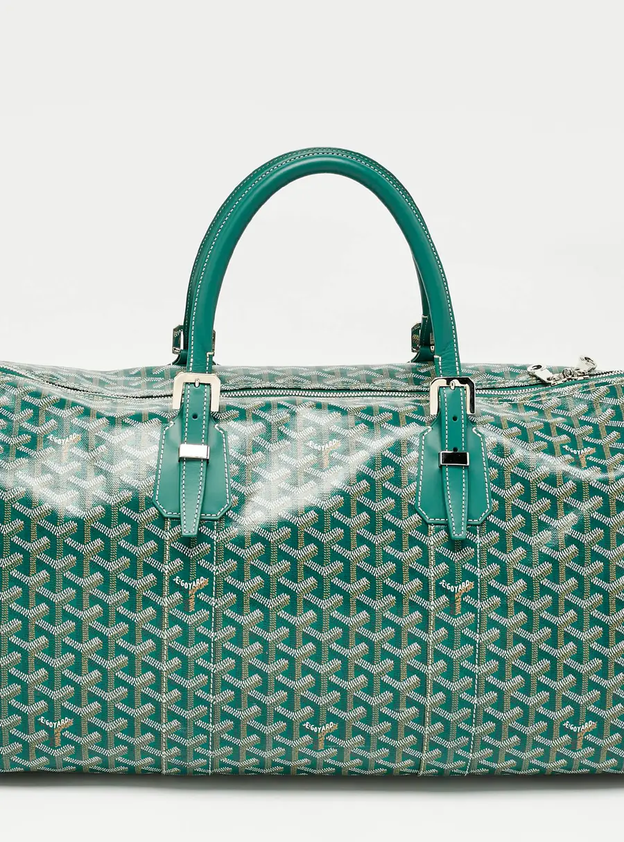 Goyard Green Goyardine Coated Canvas and Leather Boston 50 Bag