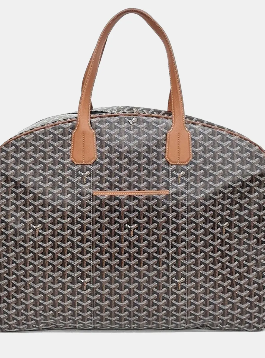 Goyard Savile Row Black Brown Goyardine Canvas Leather Suitcase Bag