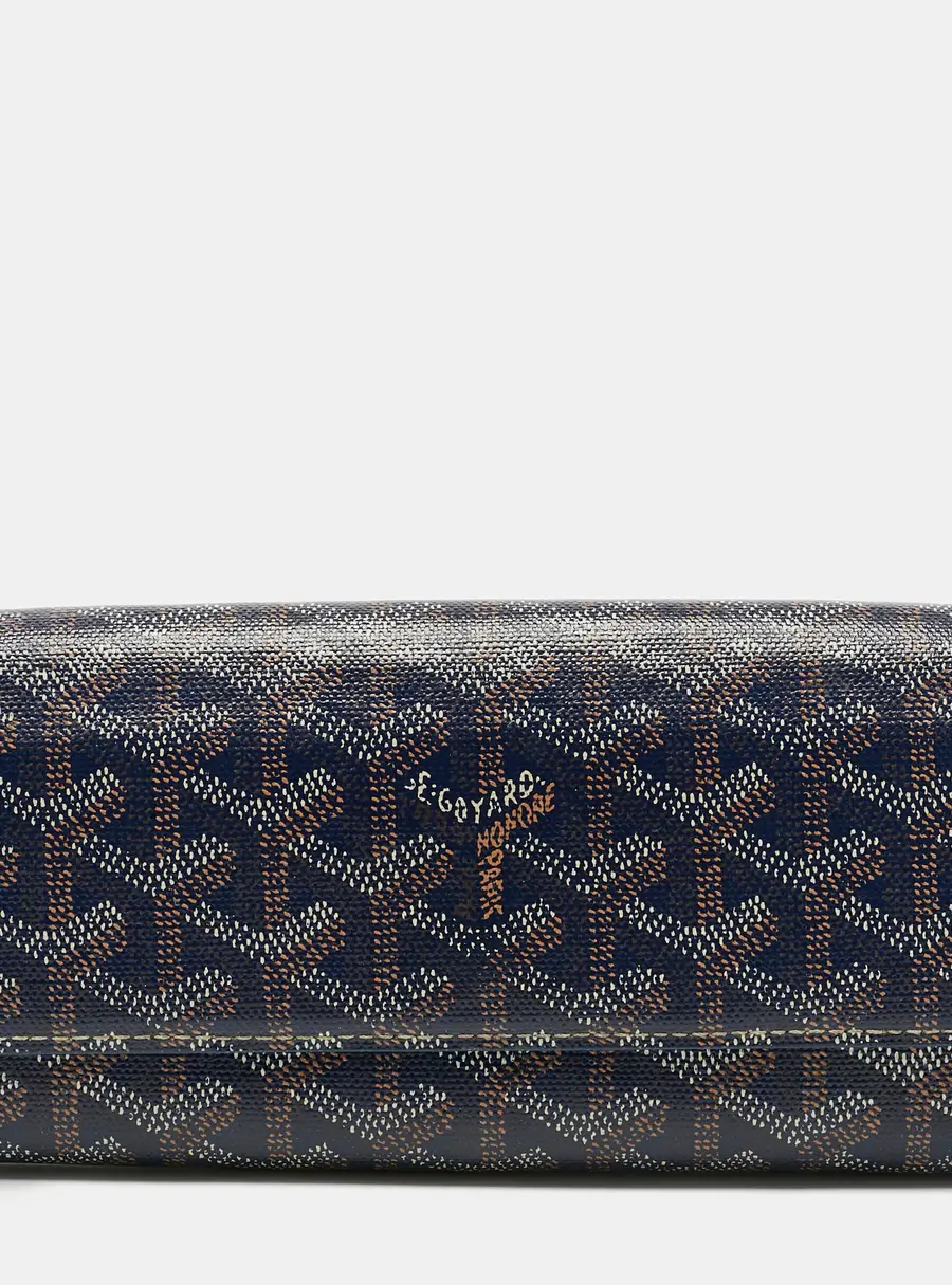 Goyard Navy Blue Goyardine Coated Canvas Varenne Continental Wallet