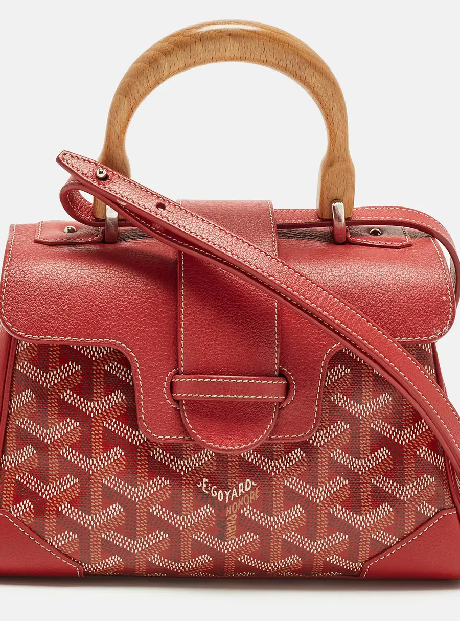 Goyard Saigon Mini Red Goyardine Coated Canvas and Leather Top Handle Bag