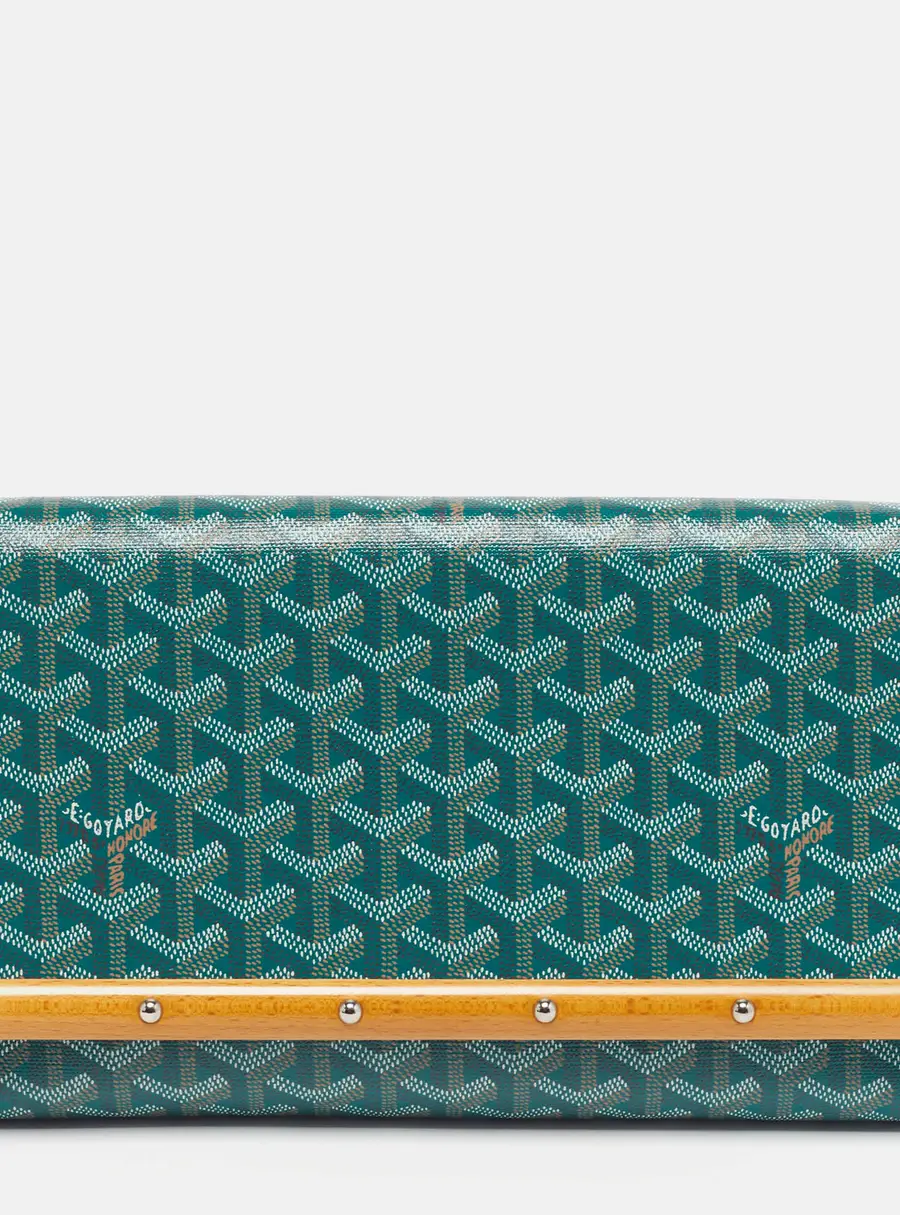 Goyard Monte Carlo Bois Green Goyardine Coated Canvas and Leather Clutch