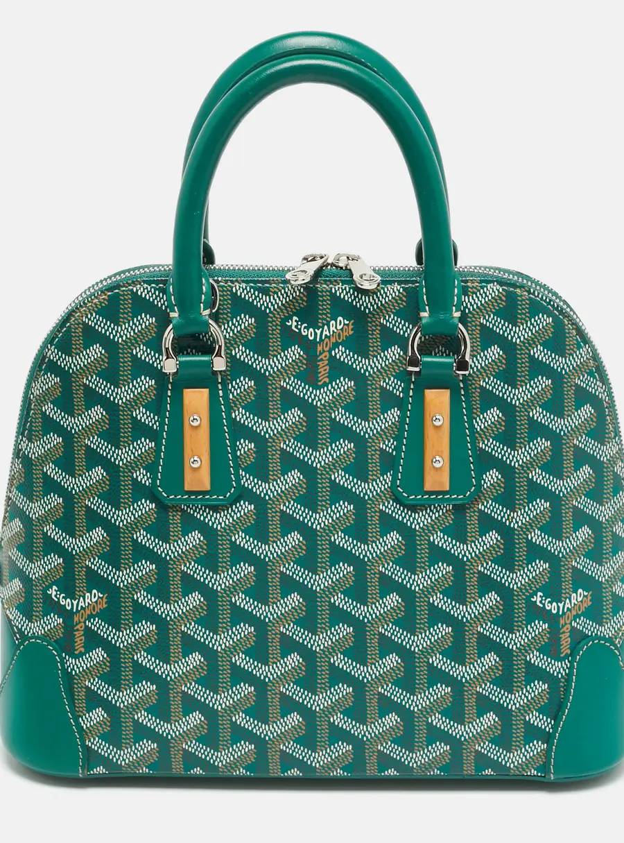 Goyard Vendome Mini Greeen Goyardine Coated Canvas and Leather Satchel