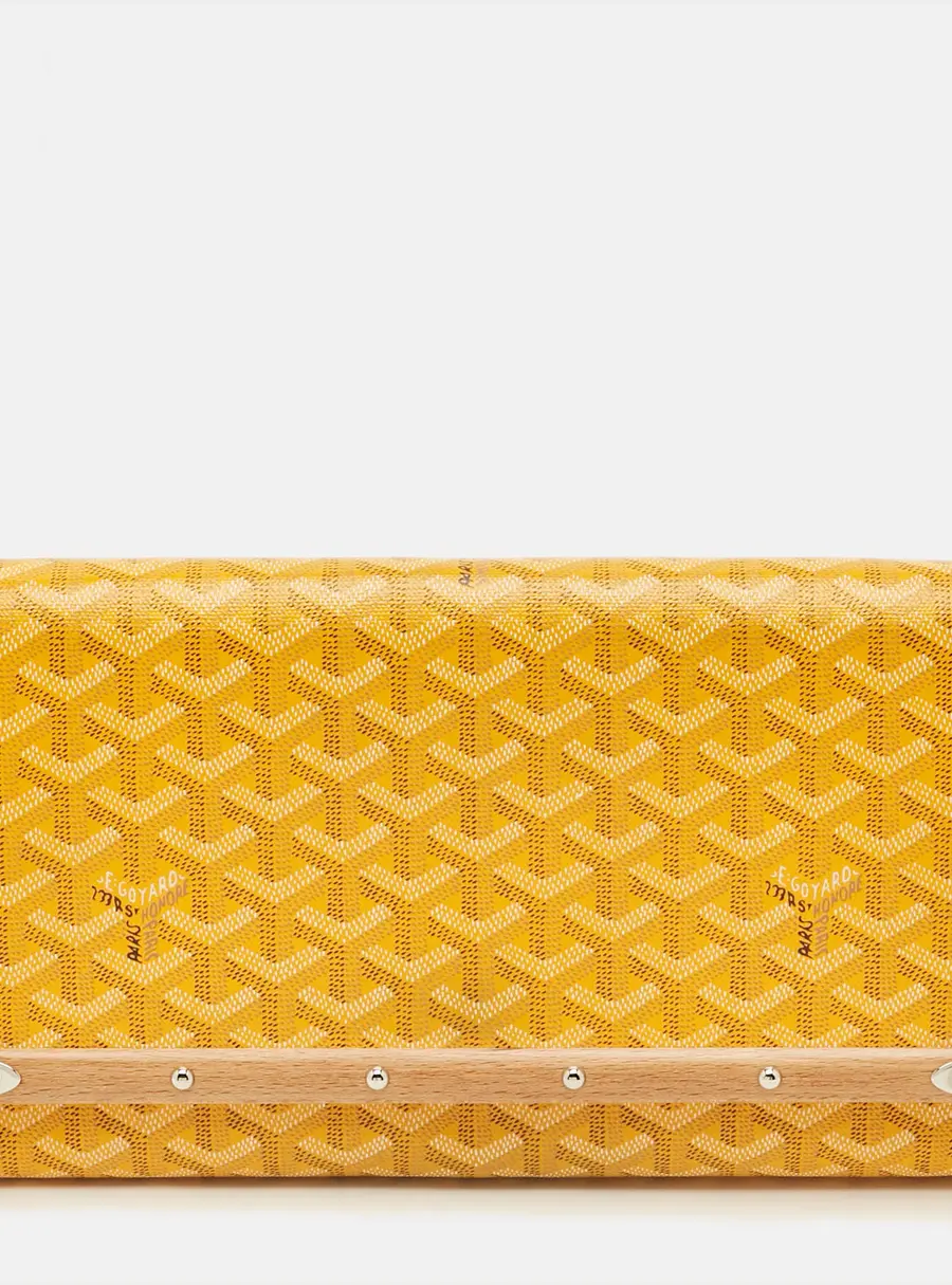 Goyard Monte Carlo Bois Yellow Goyardine Coated Canvas and Leather Clutch