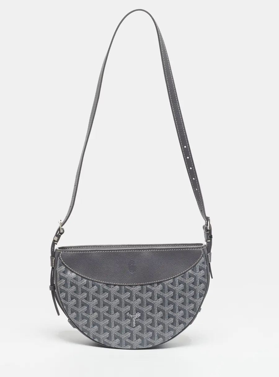 Goyard Hirondelle Grey Goyardine Coated Canvas and Leather Shoulder Bag