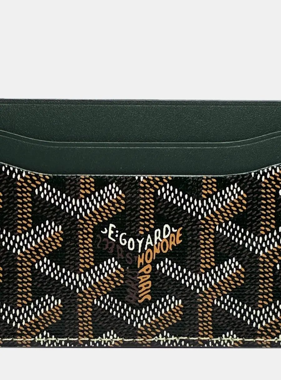 Goyard Saint Sulpice Black Goyardine Canvas Card Holder Bag