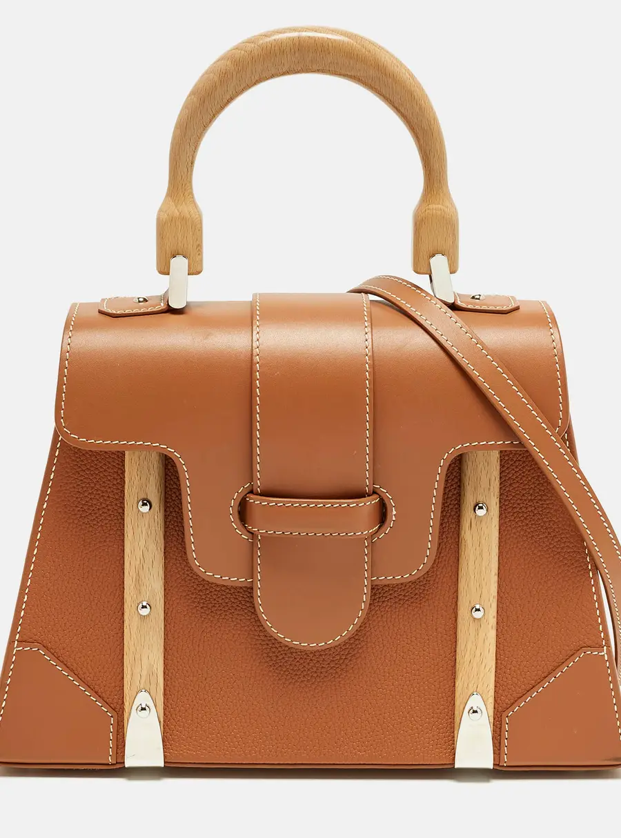 Goyard Saigon PM Brown Leather Top Handle Bag