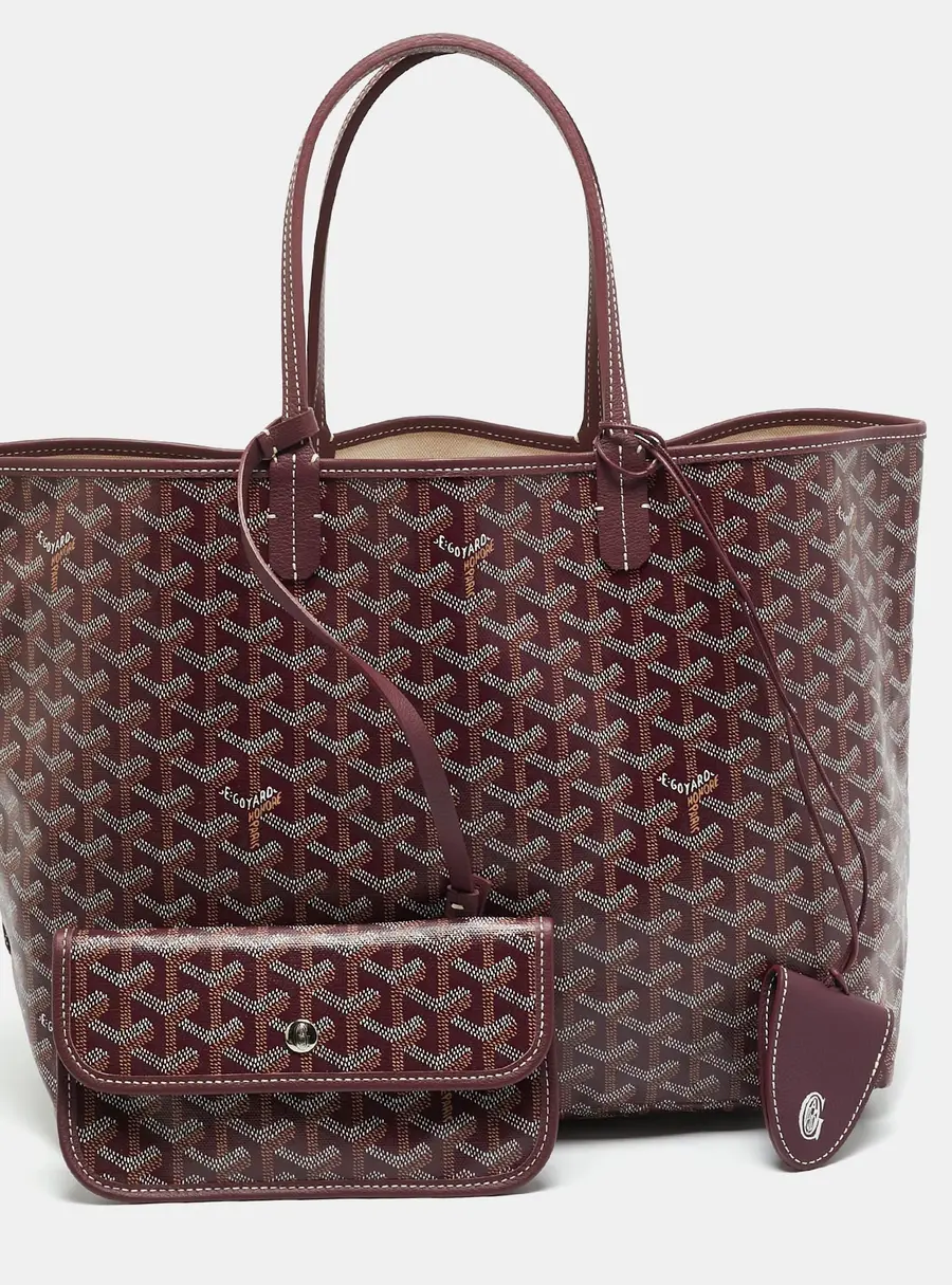 Goyard Saint Louis PM Burgundy Goyardine Coated Canvas and Leather Tote