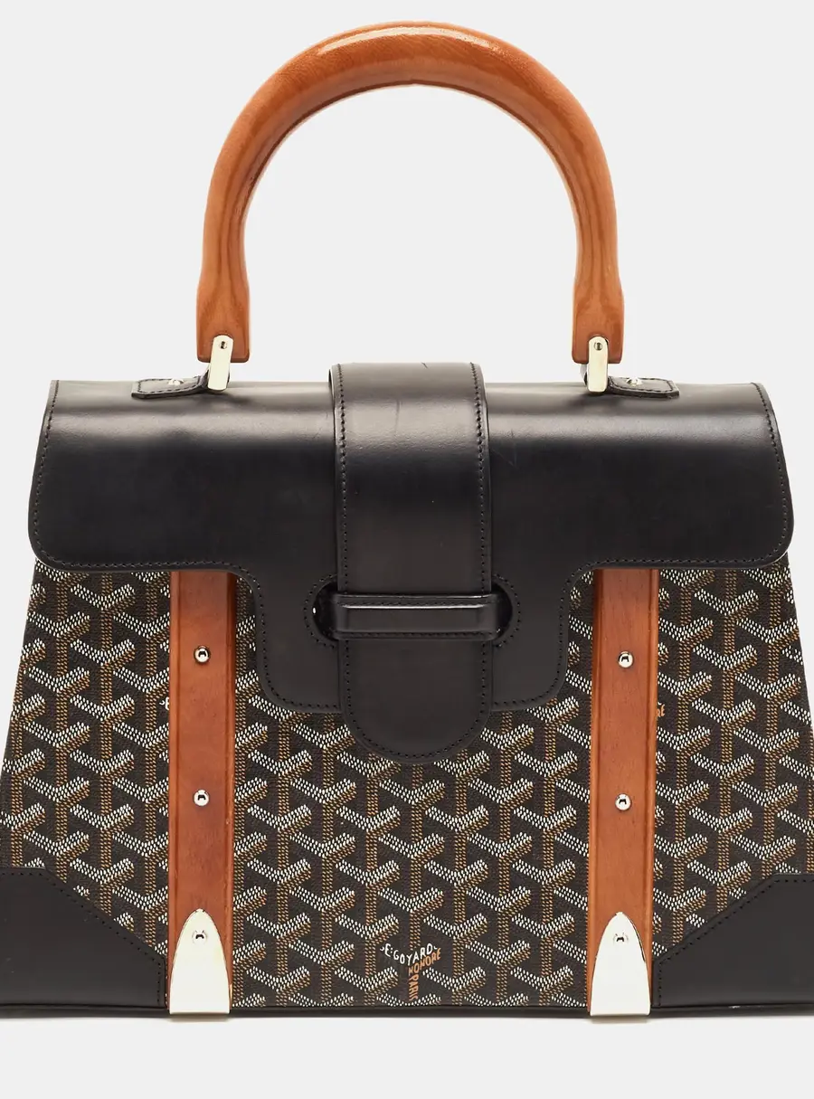 Goyard Saigon MM Black Goyardine Coated Canvas and Leather Top Handle Bag