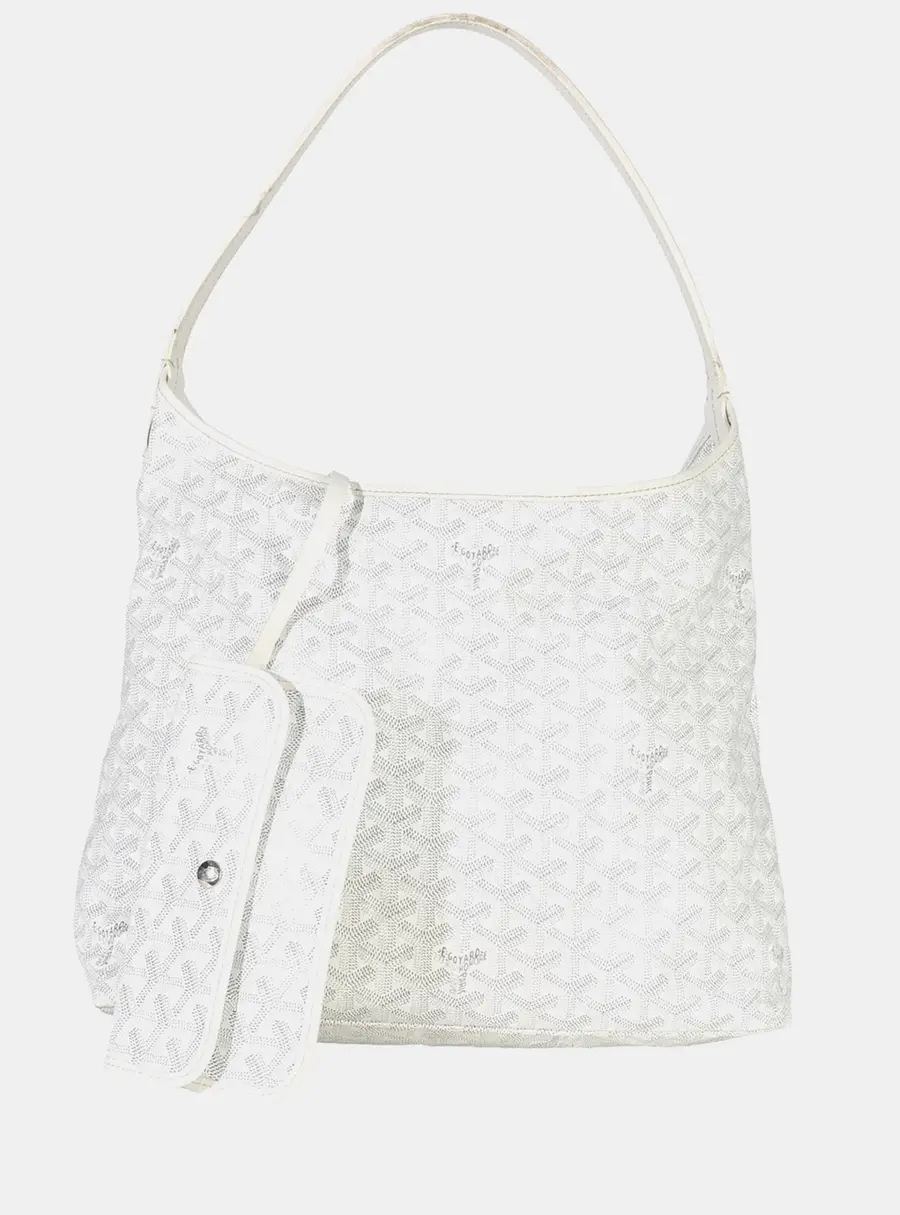 Goyard Boheme Hobo White Goyardine Canvas Hobo Bag