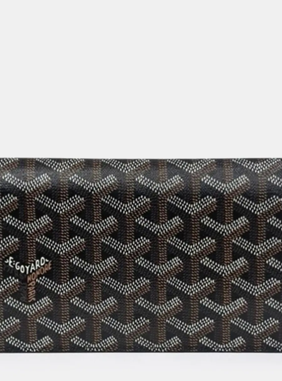 Goyard Richelieu Black Brown Goyardine Canvas Long Wallet