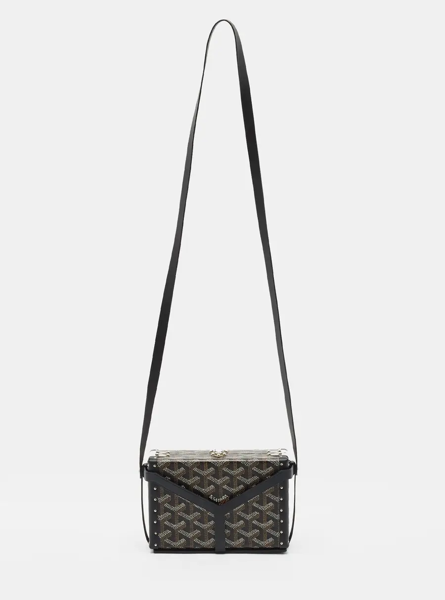 Goyard Minaudière Trunk Black Goyardine Coated Canvas and Leather Clutch