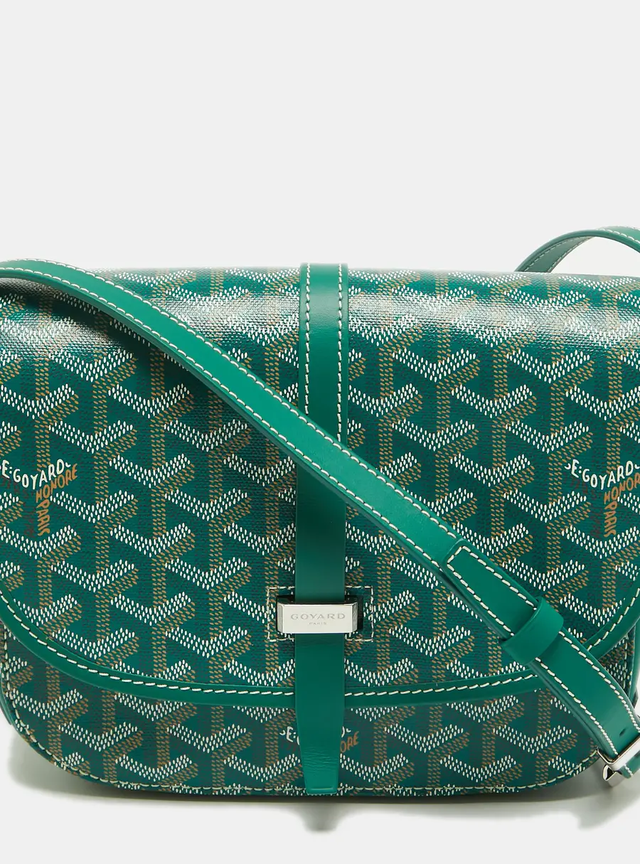 Goyard Belvedere II PM Green Goyardine Coated Canvas and Leather Saddle Bag