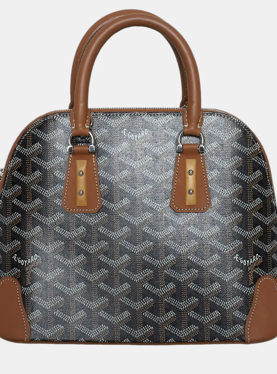 Goyard Vendome Mini Brown Goyardine Coated Canvas Leather Top Handle Bag