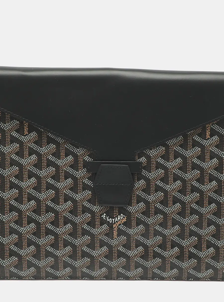 Goyard Camondo MM Brown/Black Goyardine Coated Canvas Horizontal Clutch