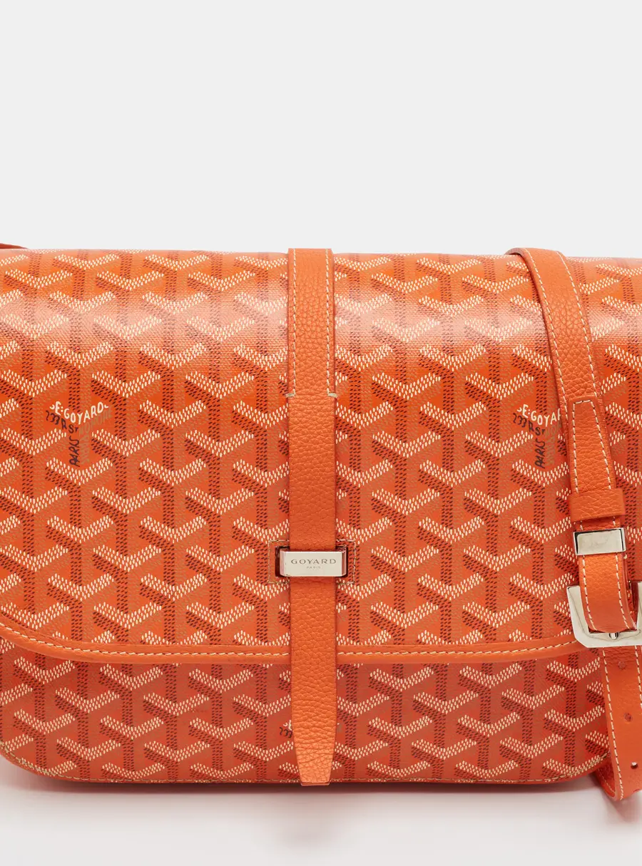 Goyard Belvedere MM Orange Goyardine Coated Canvas and Leather Bag