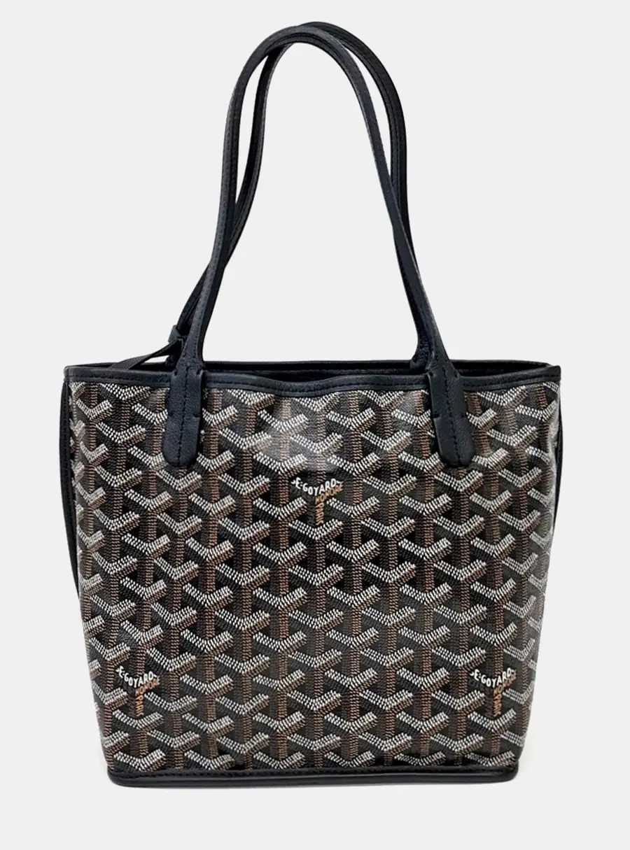 Goyard Black Coated Canvas Black Mini Anjou Bag
