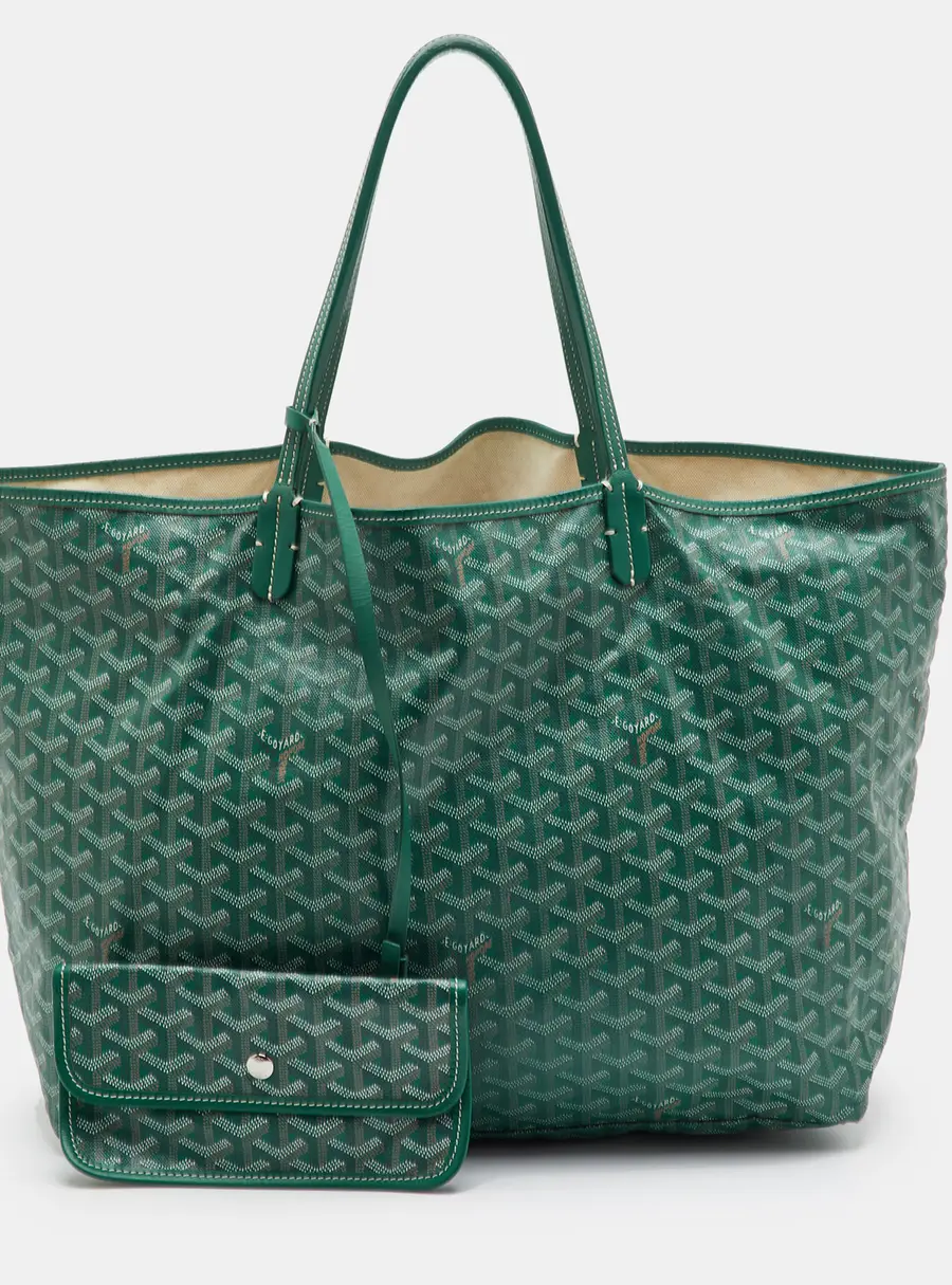 Goyard Saint Louis GM Green Goyardine Coated Canvas and Leather Tote