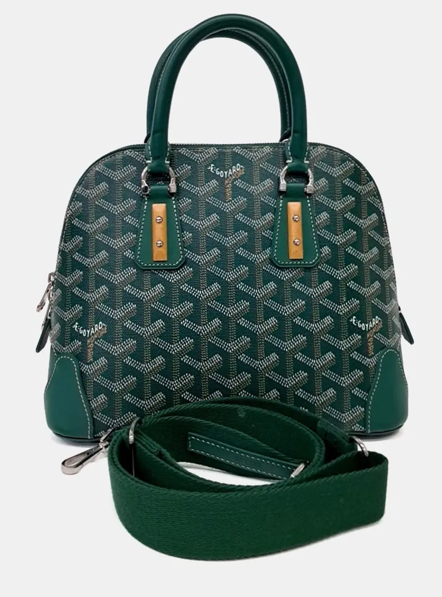 Goyard Vendome Mini Green Goyardine Coated Canvas Leather Top Handle Bag