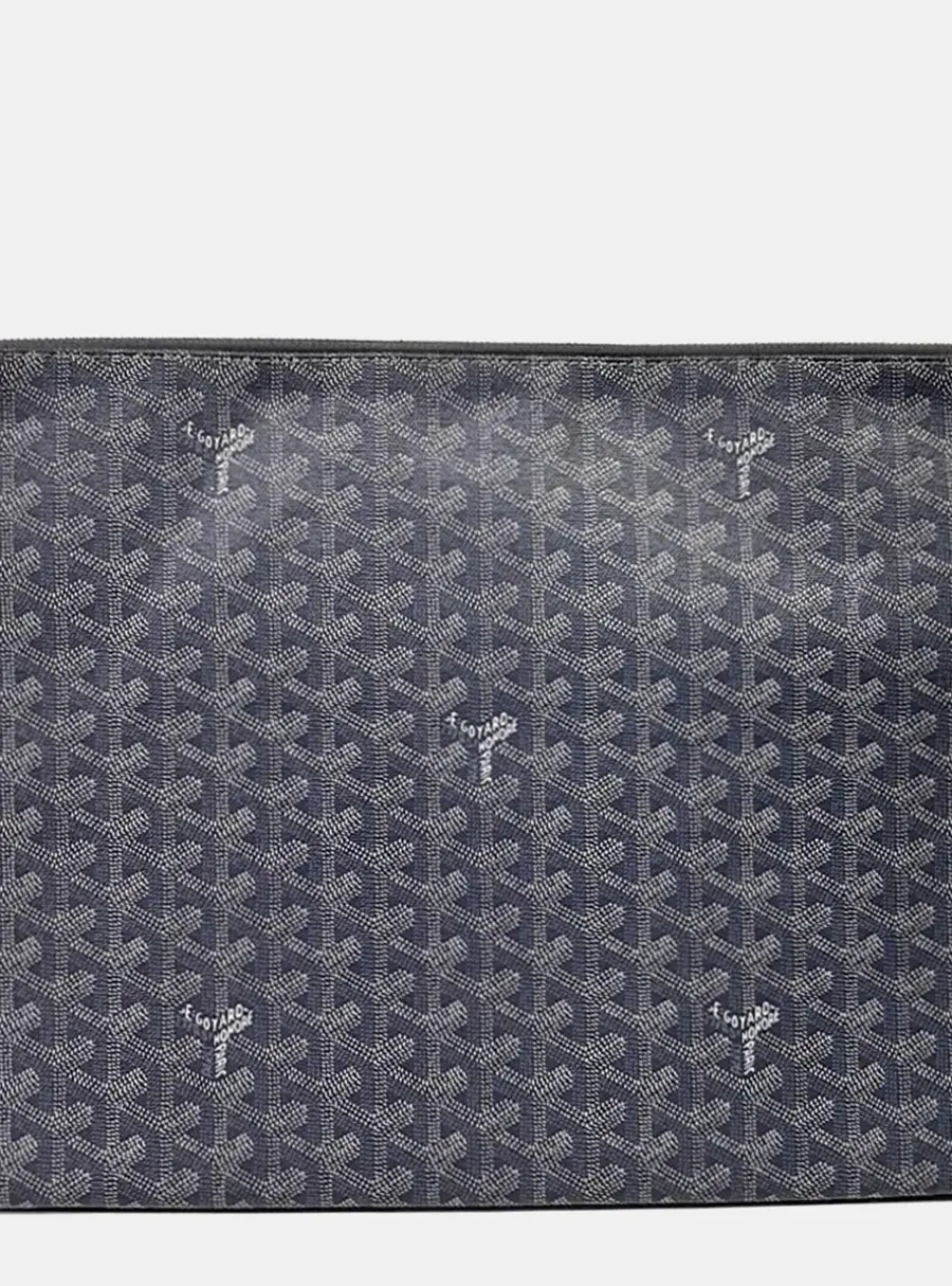 Goyard Senat GM Grey Goyardine Canvas Pouch Bag