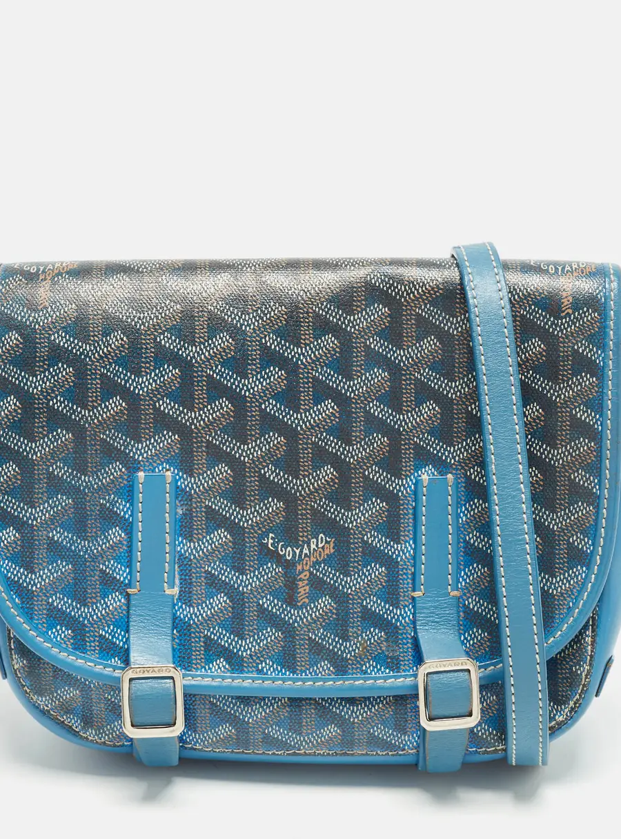 Goyard Belvedere PM Blue Goyardine Coated Canvas and Leather Bag