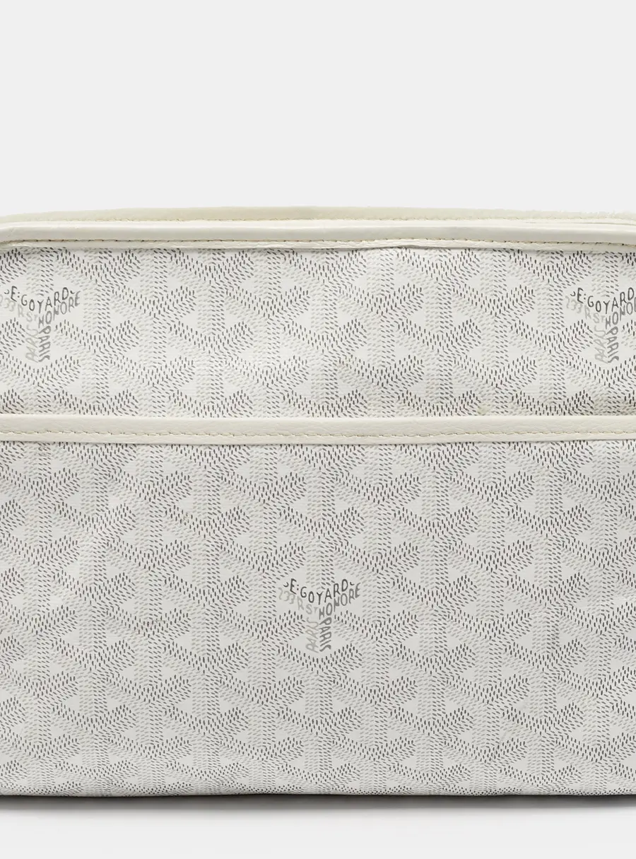Goyard Jouvence PM White Goyardine Coated Canvas and Leather Toiletry Pouch