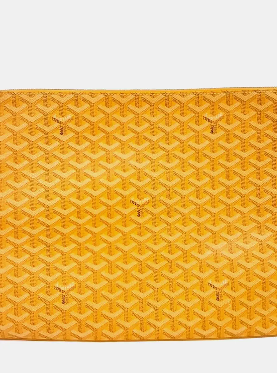 Goyard Senat GM Yellow Goyardine Canvas Pouch Bag
