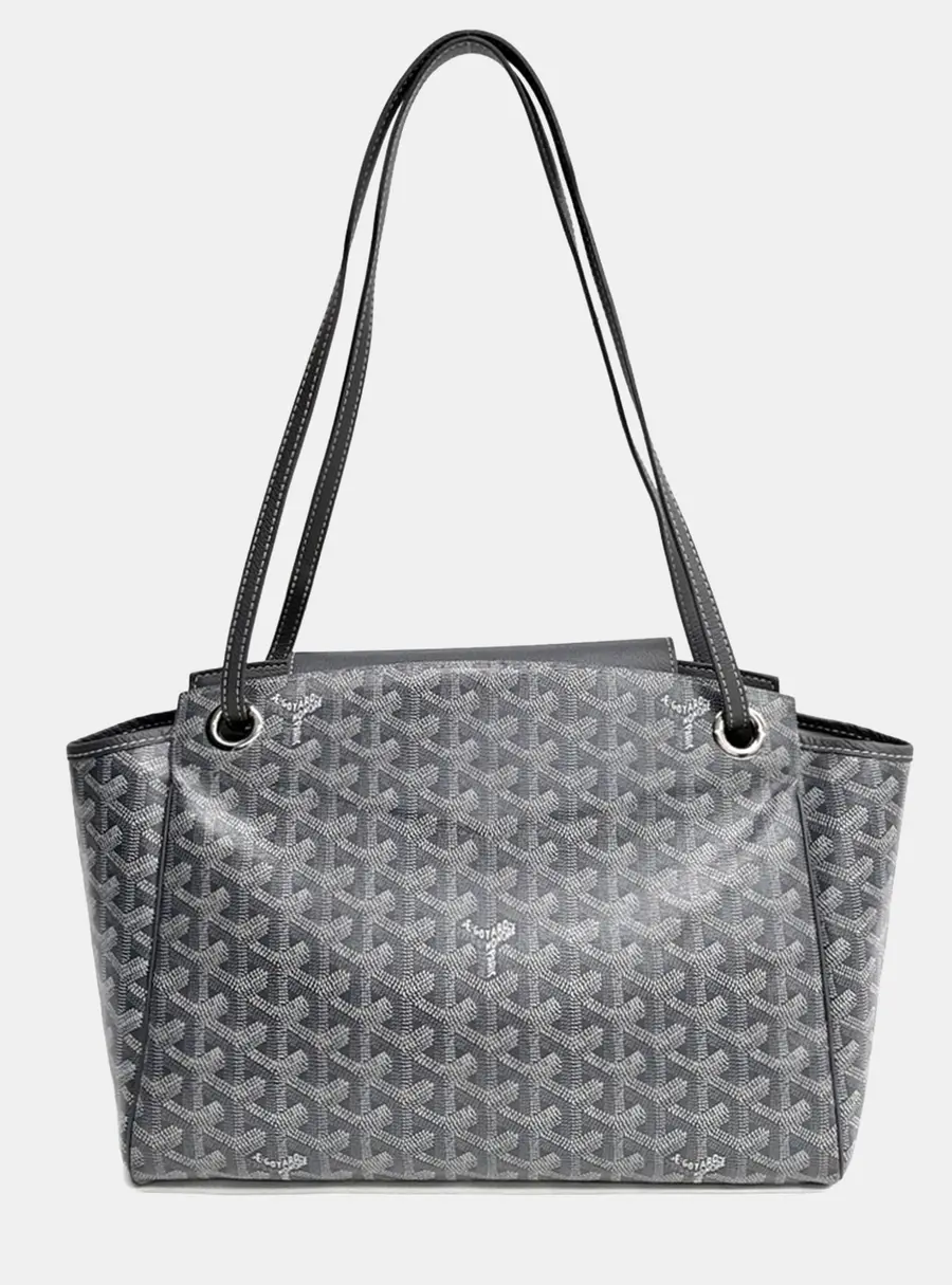 Goyard Louette PM Grey Goyardine Canvas Leather Shoulder Bag