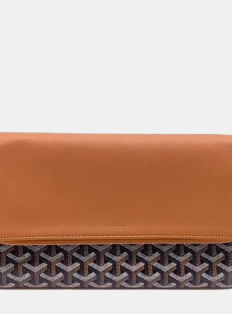 Goyard Saint Marie PM Black Brown Goyardine Canvas Leather Clutch Bag