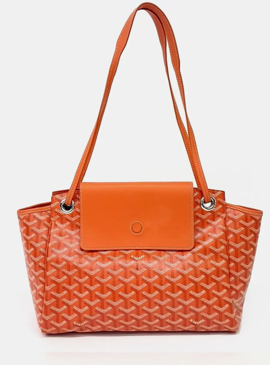 Goyard Louette PM Orange Goyardine Canvas Leather Shoulder Bag