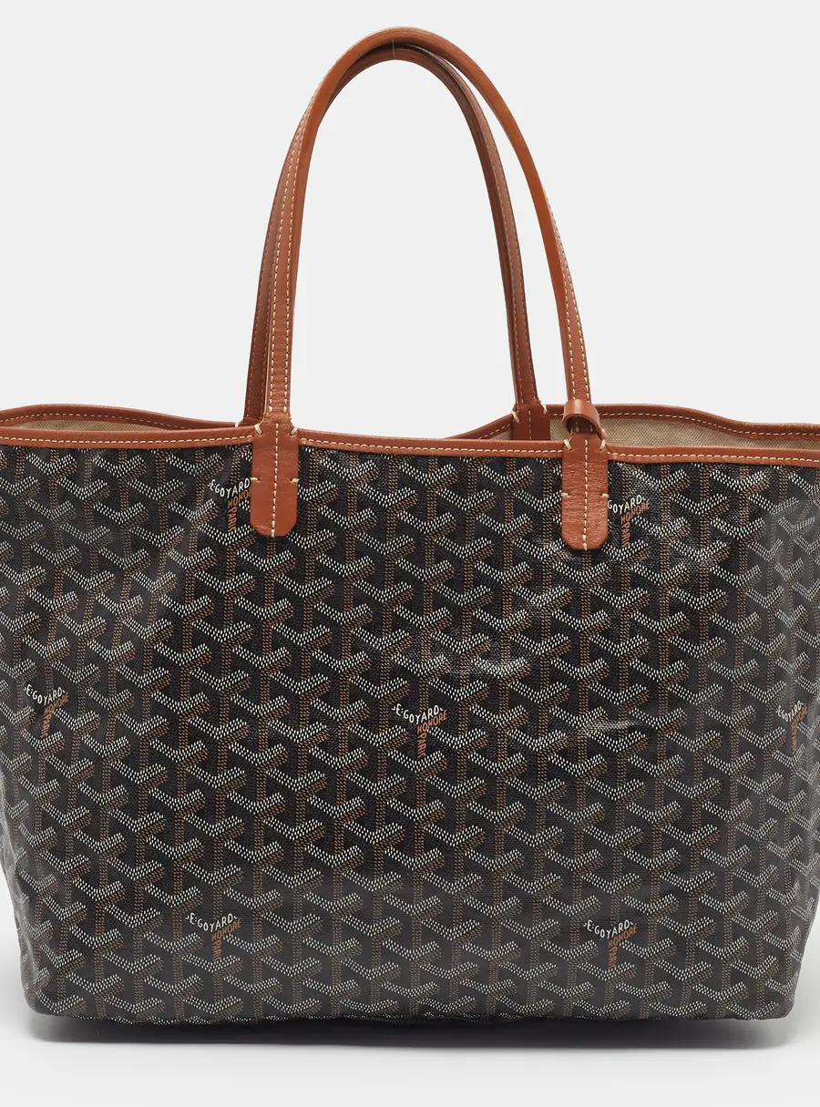 Goyard Saint Louis PM Brown Goyardine Coated Canvas and Leather Tote