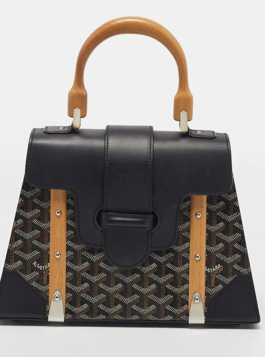 Goyard Saigon PM Black Goyardine Coated Canvas and Leather Top Handle Bag
