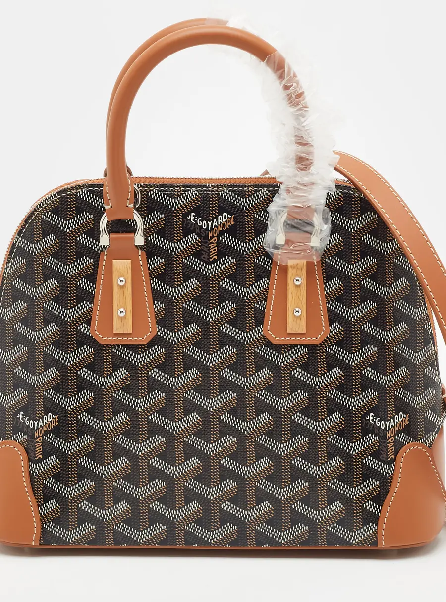 Goyard Vendome Mini Brown Goyardine Coated Canvas and Leather Satchel