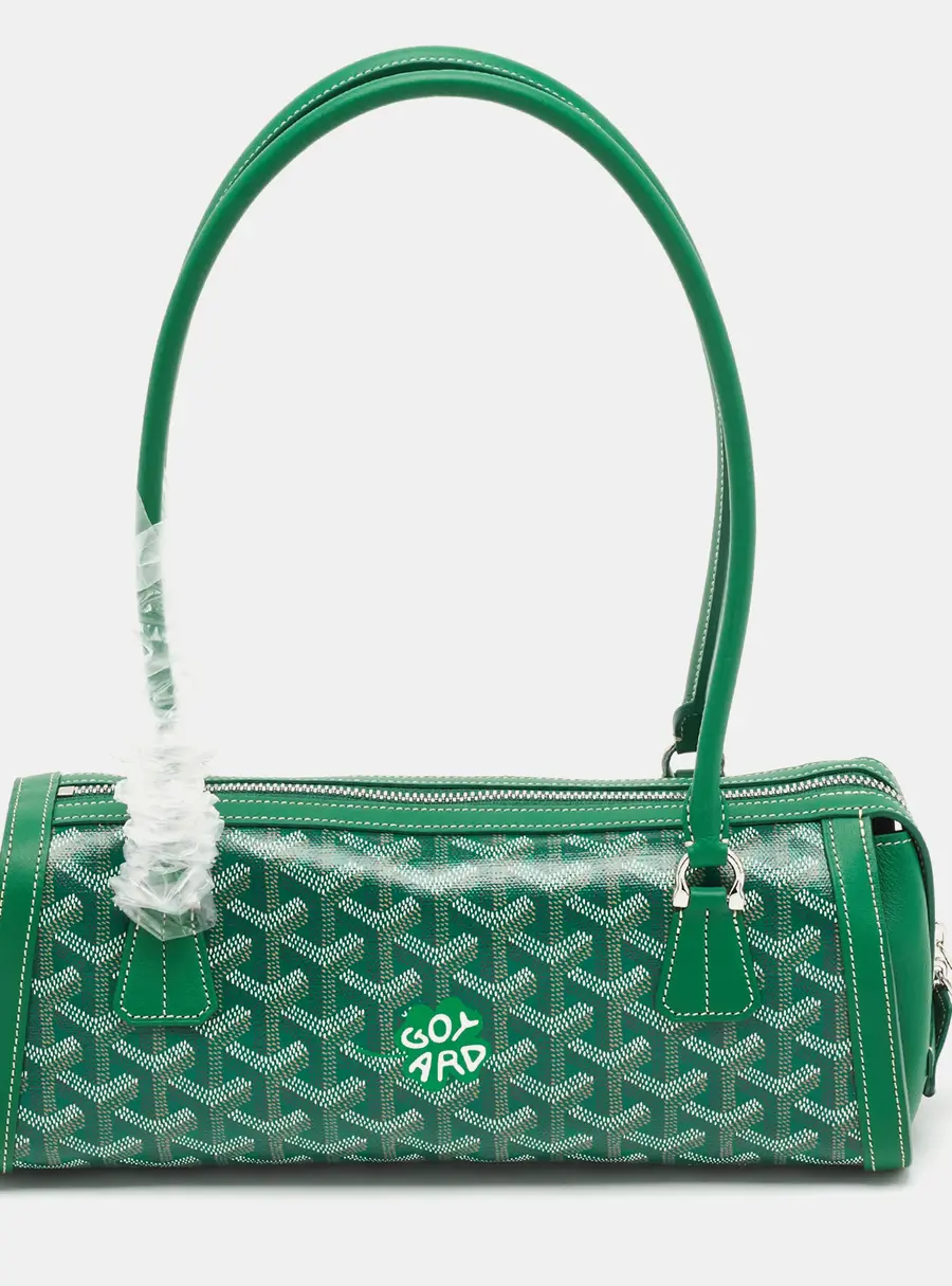 Goyard Bonbonnière Green Goyardine Coated Canvas and Leather Satchel
