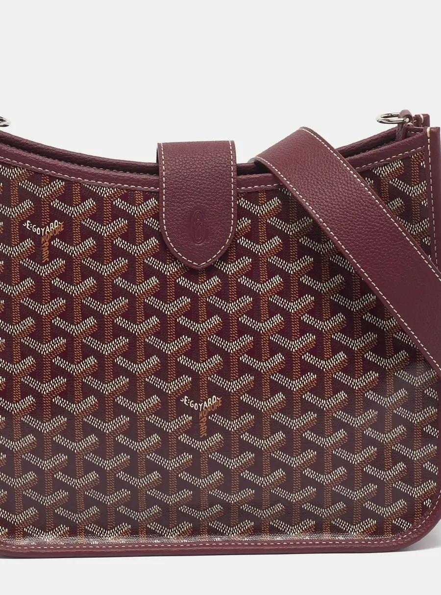 Goyard Musette Burgundy Goyardine Coated Canvas and Leather Crossbody Bag