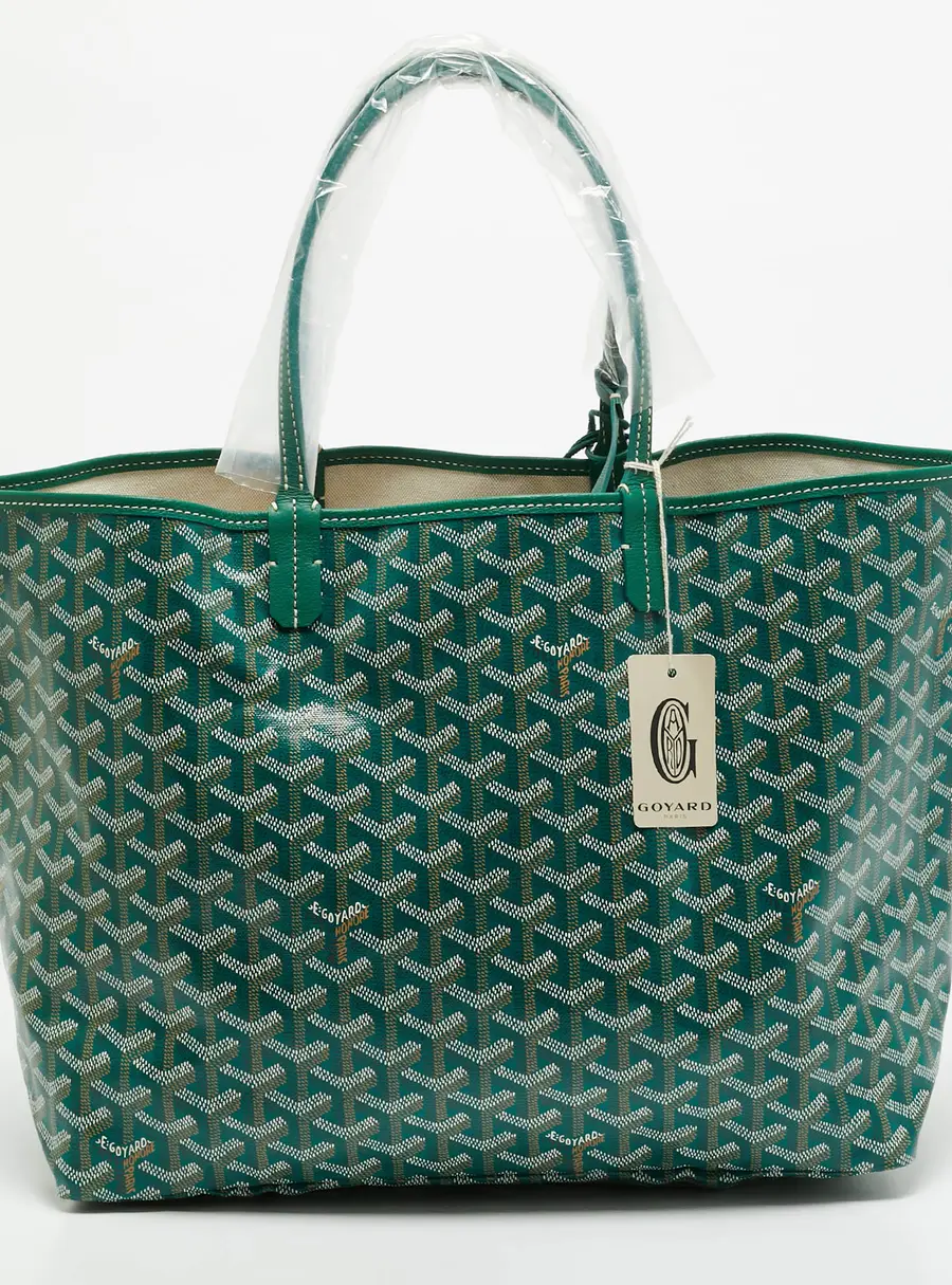 Goyard Saint Louis PM Green Goyardine Coated Canvas and Leather Tote