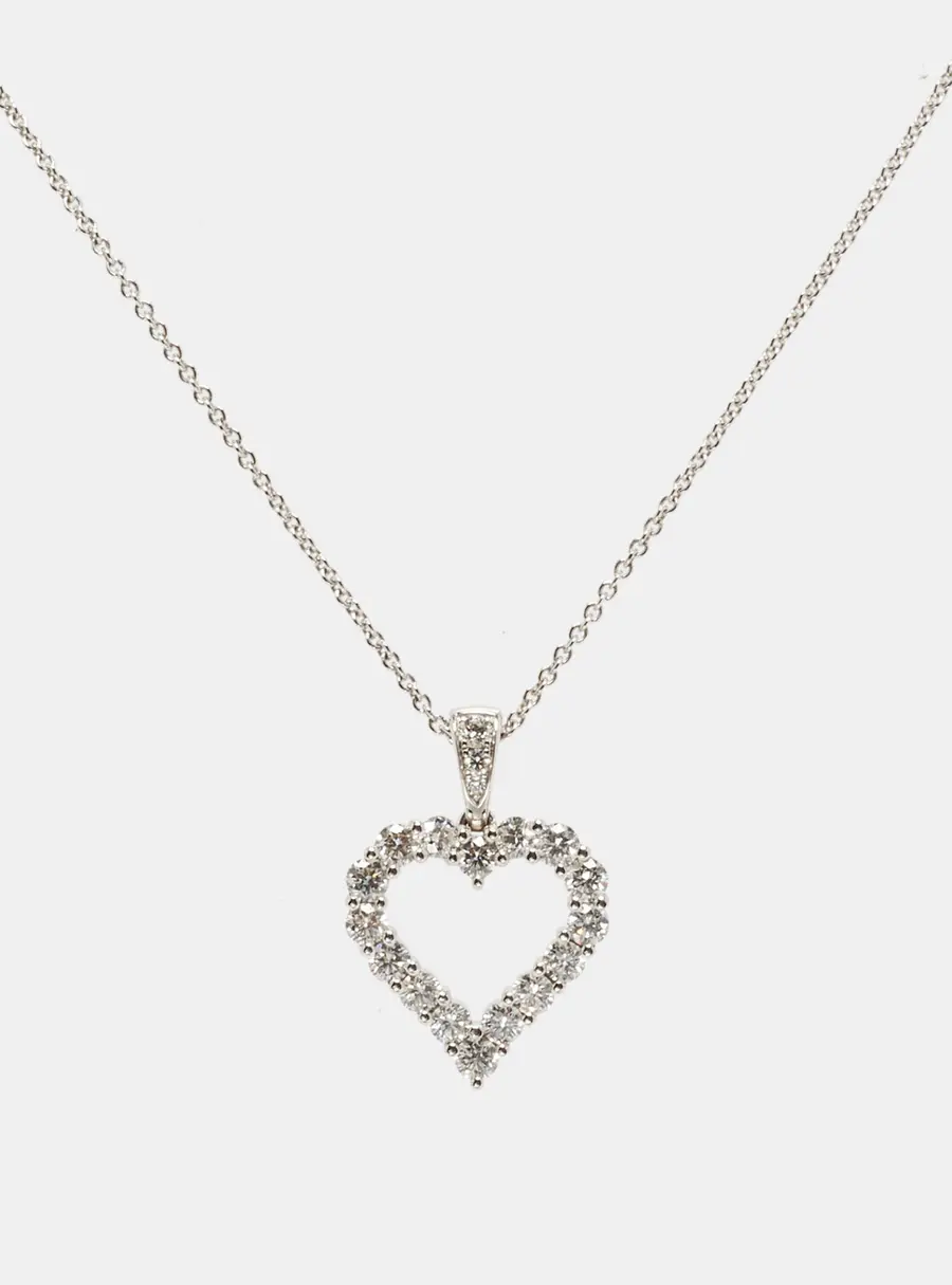 Graff Heart Silhouette Diamond 18k White Gold Necklace