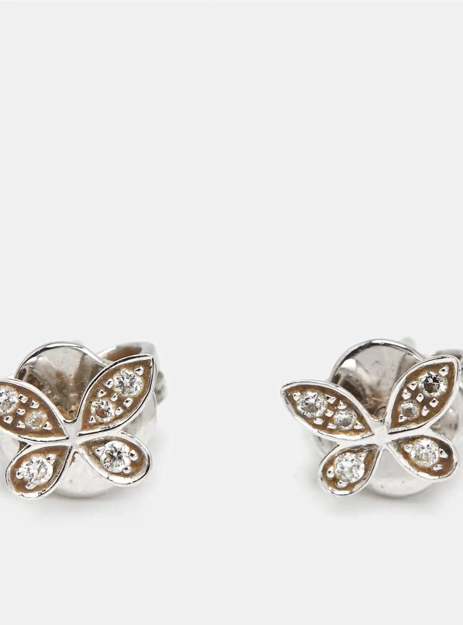 Graff Butterfly Pavé Diamond 18k White Gold Small Stud Earrings