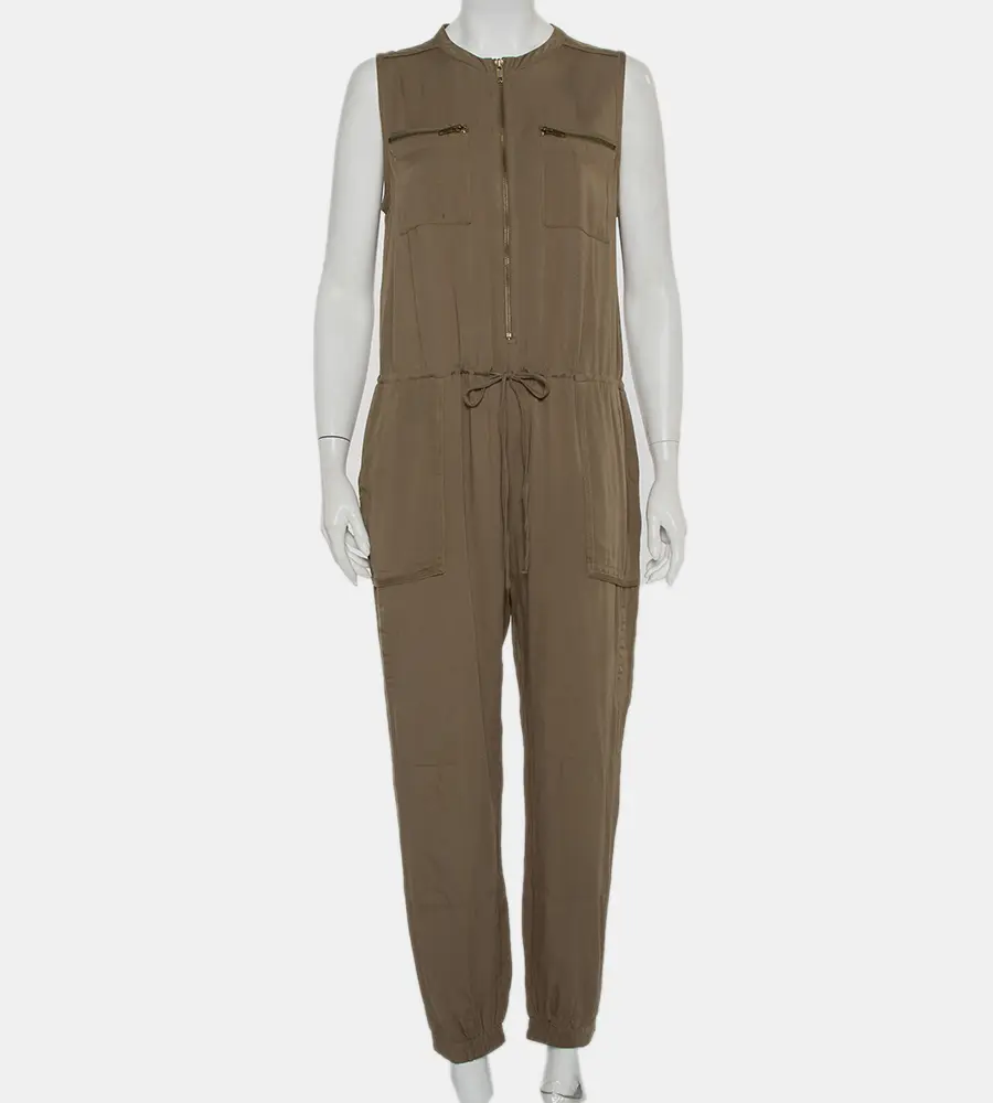 Greylin Military Green Synthetic Sleeveless Klark Jumpsuit M