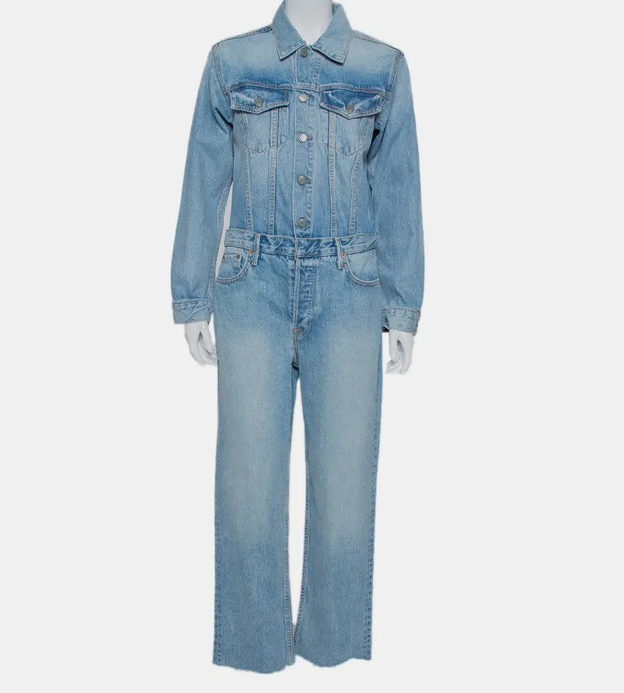 Grlfrnd Blue Denim Sloane Jumpsuit M